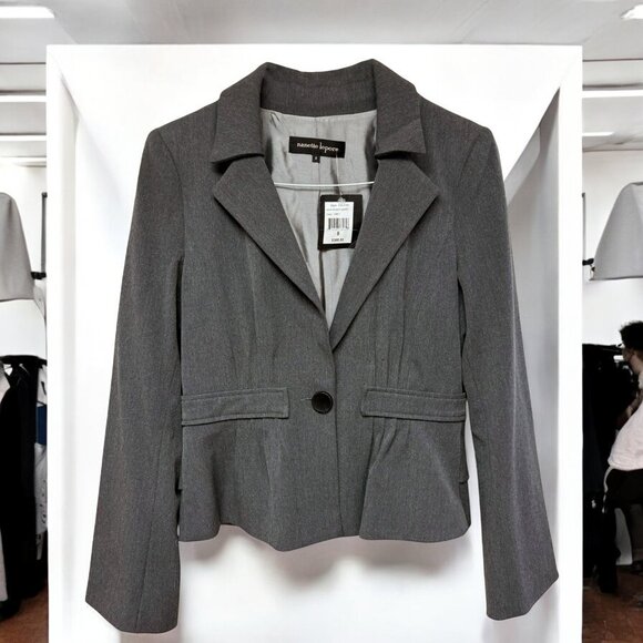 Nanette Lepore Star Bright Charcoal Gray One Button Blazer - Picture 1 of 9